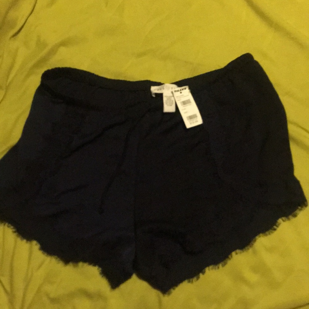 Tilly’s Full Tilt Navy Satin& Lace Shorts